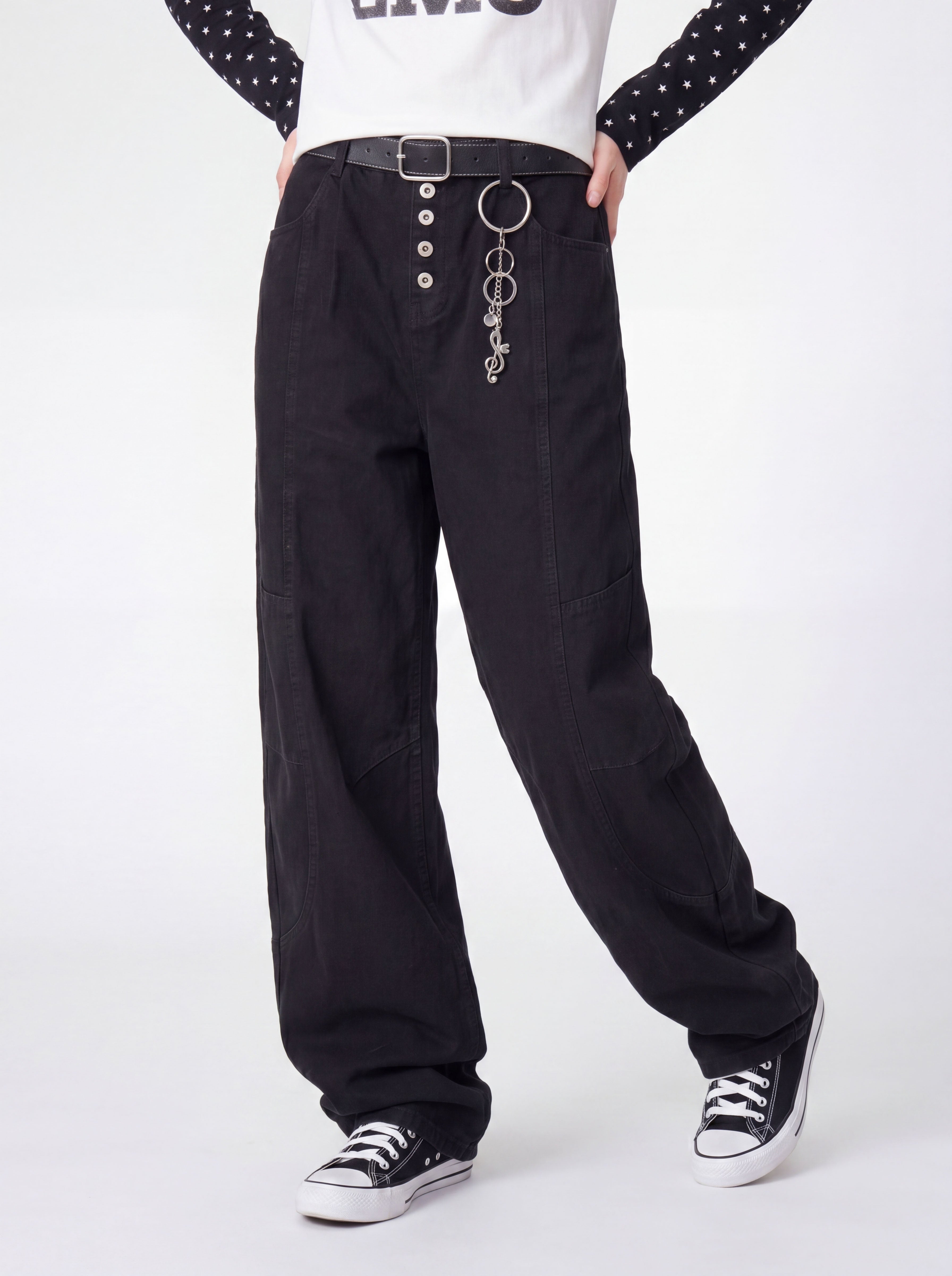 Dewpoint - Unisex Button Straight-Leg Wide Cargo Pants