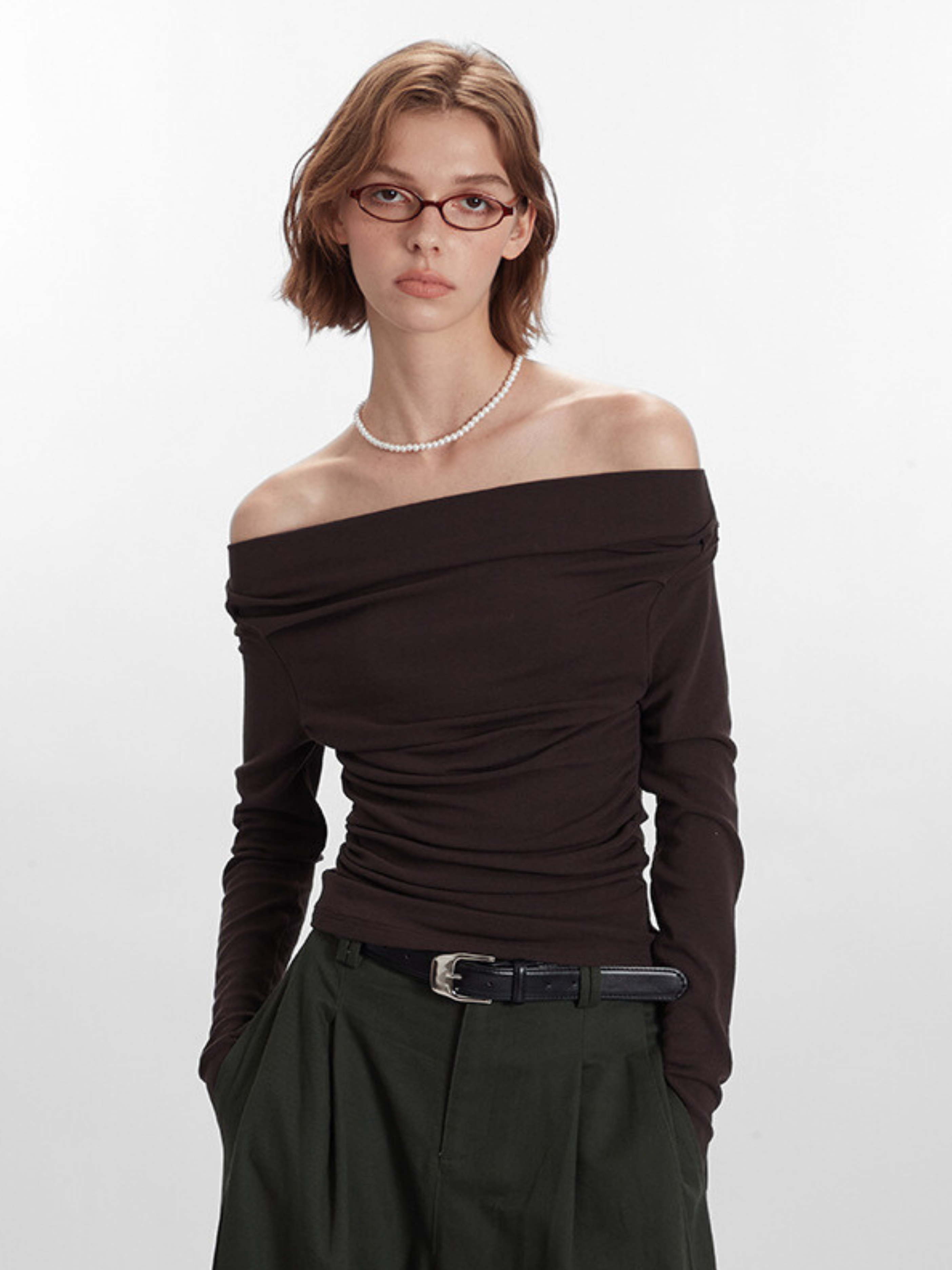 Timberfall - Women's Off-Shoulder Slim-Fit Long Sleeve T-Shirt