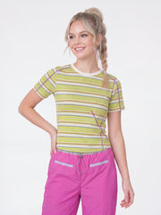 Alpenglow - Women's Breathable Quick-Dry Color-Block Stripe T-Shirt
