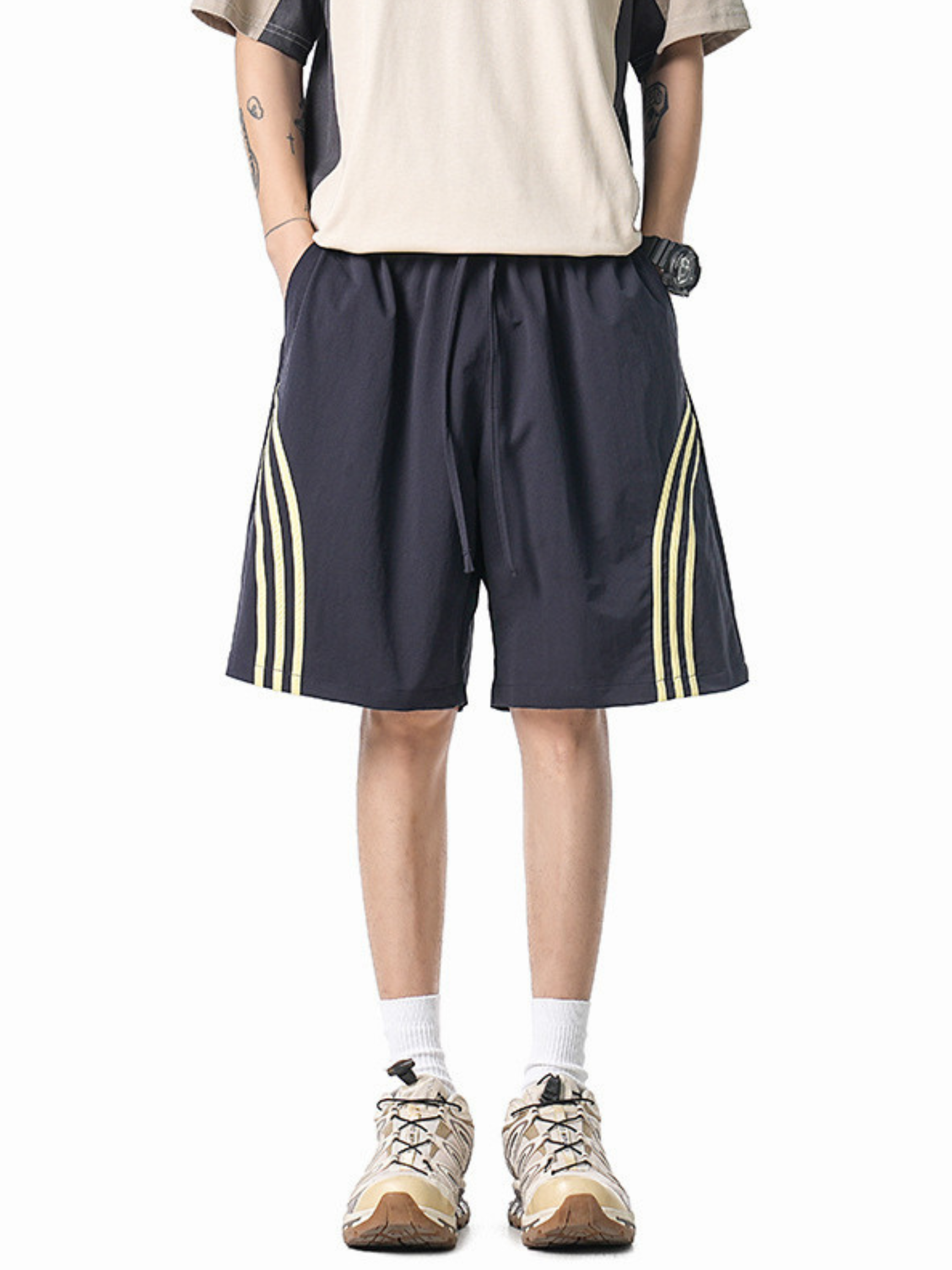 Plackart - Unisex Striped Lightweight Breathable Shorts